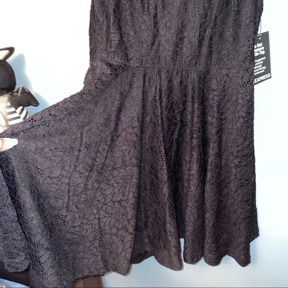 Express Dress Black Eyelet Lace Sleeveless Skater Dress Size Small - Picture 4 of 9